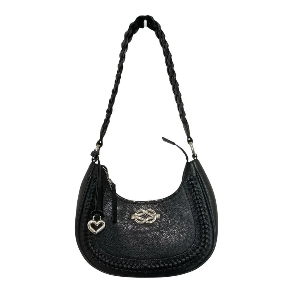 Brighton Black Leather Finn Convertible Shoulderbag Interlok Harmony Hobo (EUC)